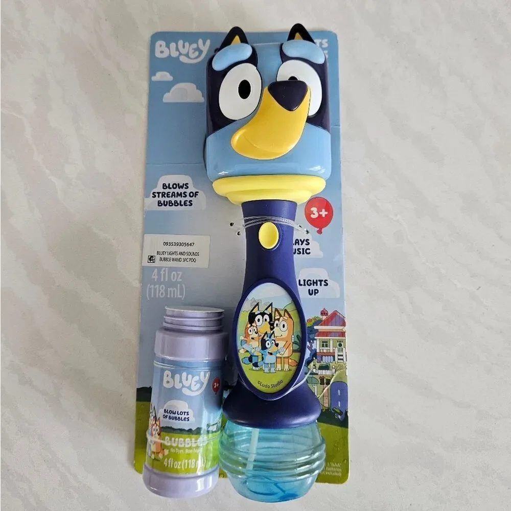 Little Kids Bluey Light and Sound Musical Bubble Wand Includes Bubble Solution