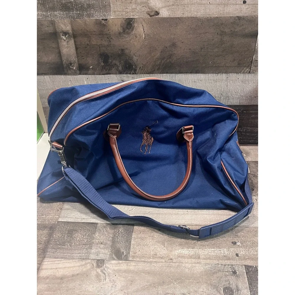 Polo Ralph Lauren Fragrances Navy Blue Canvas Duffel Weekender Bag Pony Logo