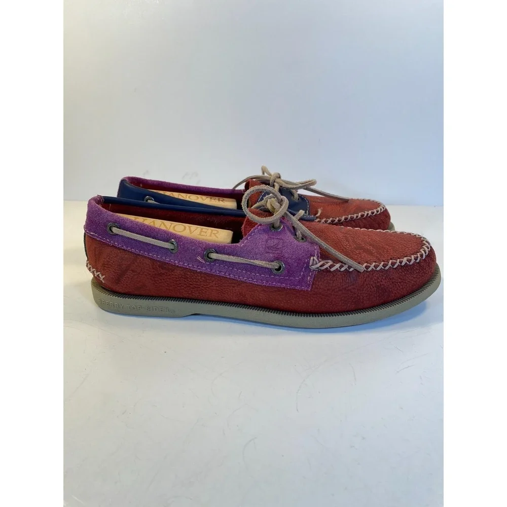 Sperry Top-Sider leather boat shoes Men's 8 Non-Marking Red, Purple, Blue