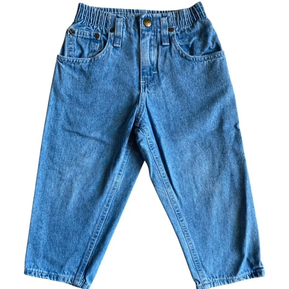 Vintage OshKosh B'Gosh Pink Label Blue Denim Elastic Waist Jeans Approx Size 3T