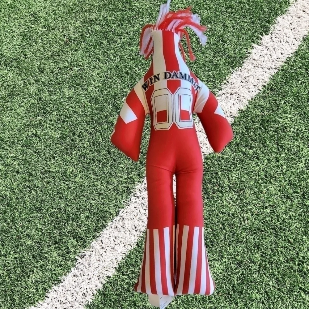 Win Dammit Doll Stripe Sports Print Yarn Hair Soft Plush Stress Relief Toy T31