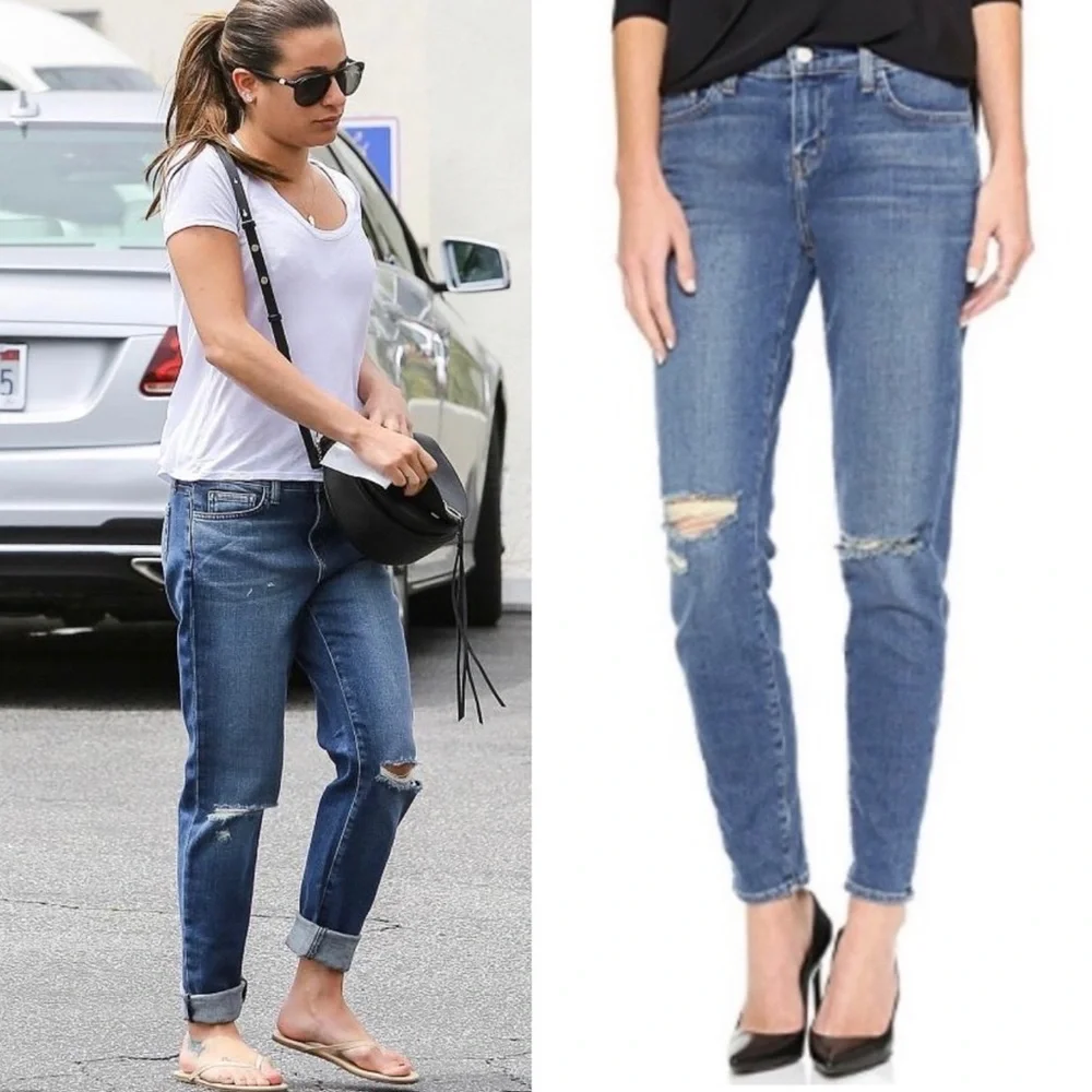 L’Agence Mon Jules The Perfect Fit Skinny Straight Jeans: Authentique Distressed