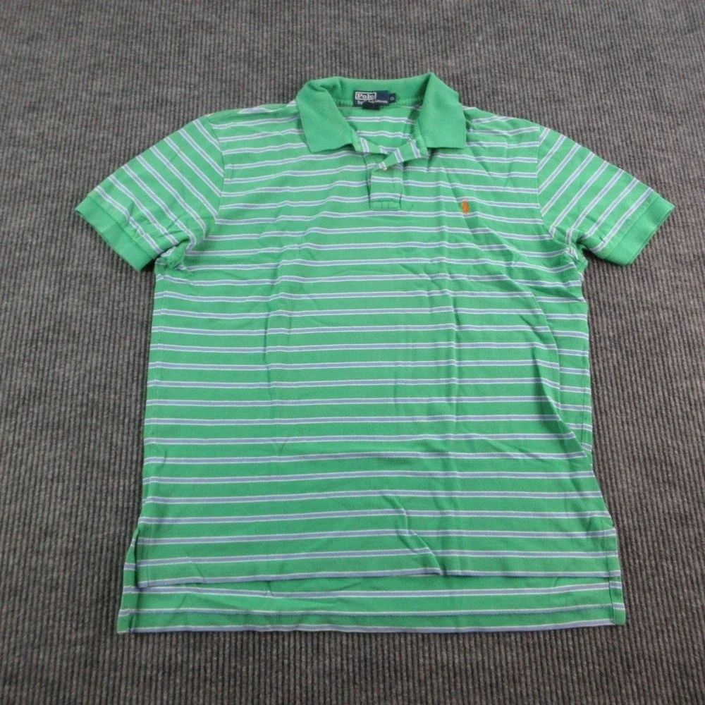 Polo By Ralph Lauren Polo Shirt Mens XL Green Striped 100% Cotton Golf