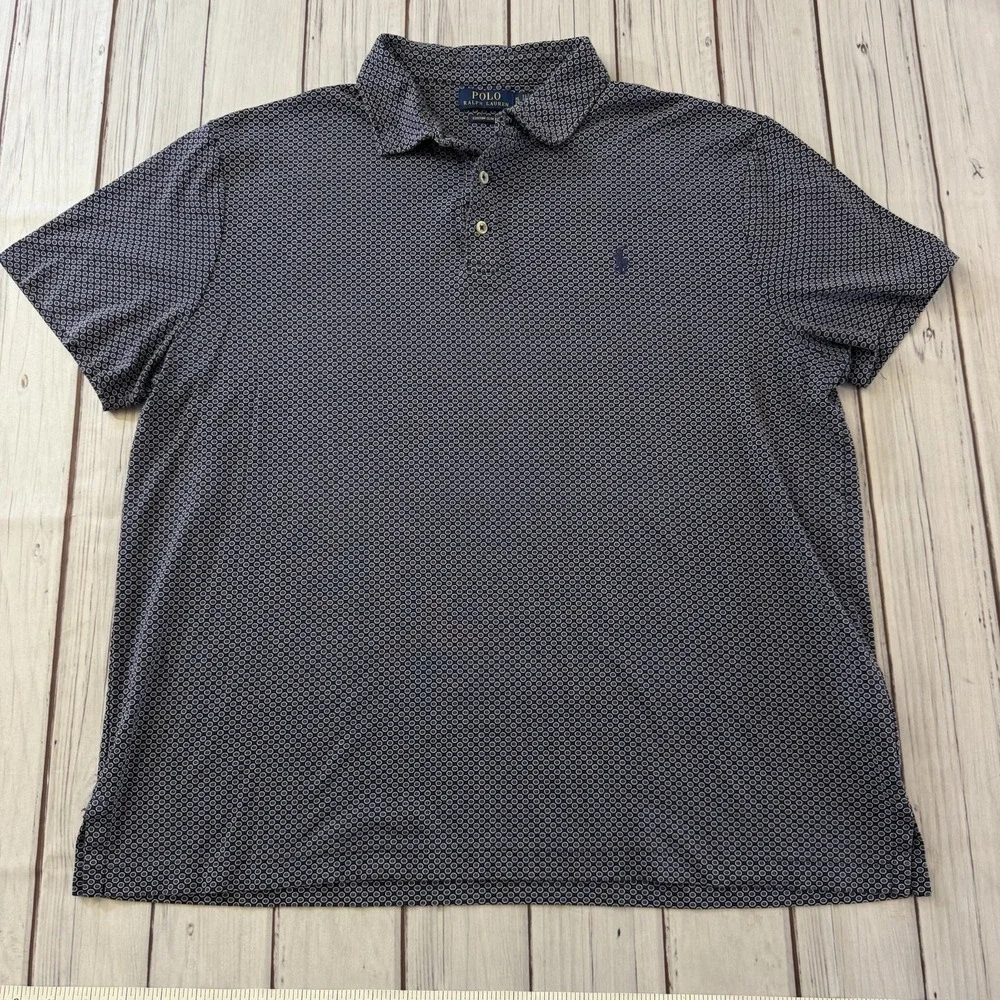 Polo Ralph‎ Lauren Men's Polo Shirt Performance All Over Pattern Blue Size XL