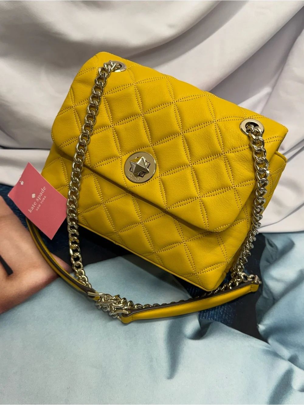 (new+tag) Kate Spade Natalia Quilted Chain Shoulder Bag /Crossbody Golden Yellow