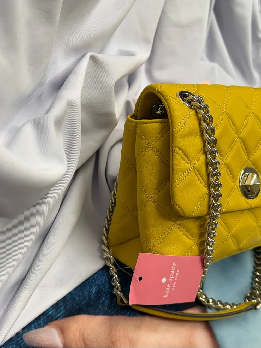 (new+tag) Kate Spade Natalia Quilted Chain Shoulder Bag /Crossbody Golden Yellow