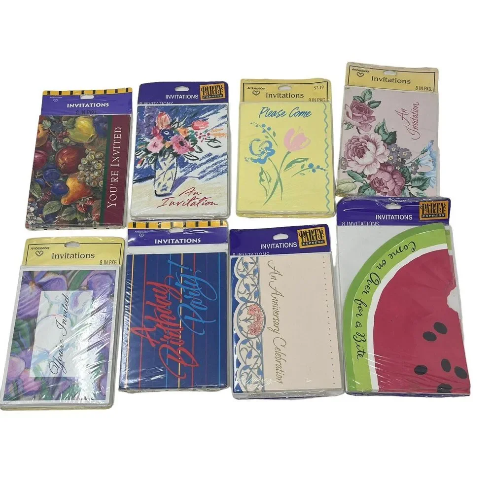 Vintage Hallmark Invitations Lot Of 8 NOS 8ct Card Invites‎ Watermelon Floral