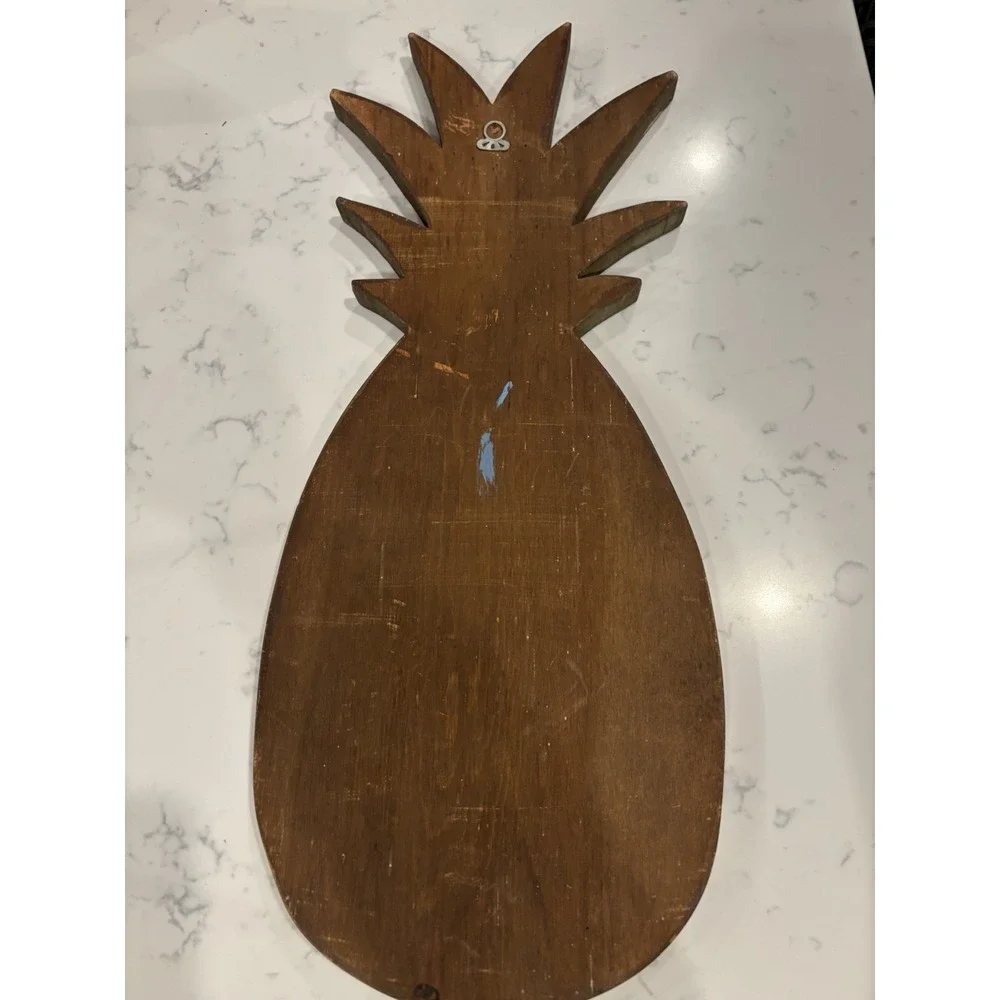 VTG Handmade Handpainted Wooden Pineapple WELCOME Sign Wallhanging Primitive 21
