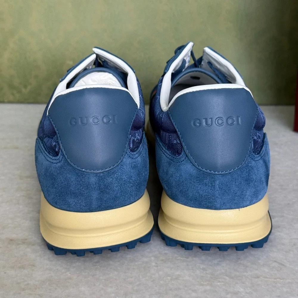 GUCCI 832461 Men's Canvas Blue GG Re-Motion sneaker, Size UK 9‎