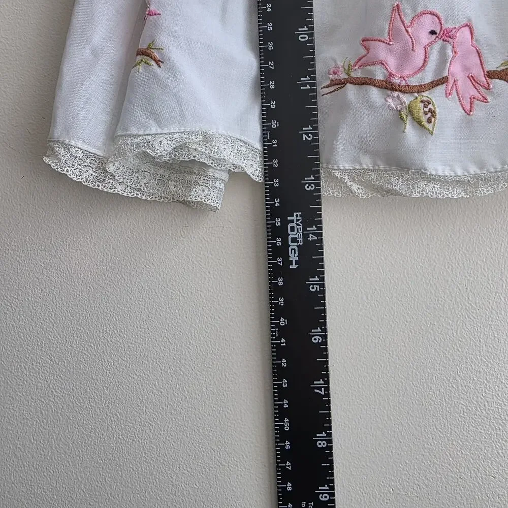 Vtg‎ 60s Style 3 To 6 Month Old Dress Birds Embroidery Baptism Easter White Lace