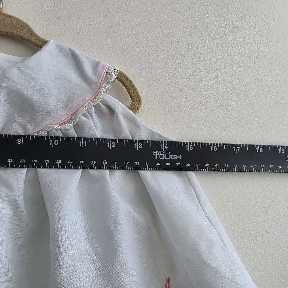 Vtg‎ 60s Style 3 To 6 Month Old Dress Birds Embroidery Baptism Easter White Lace