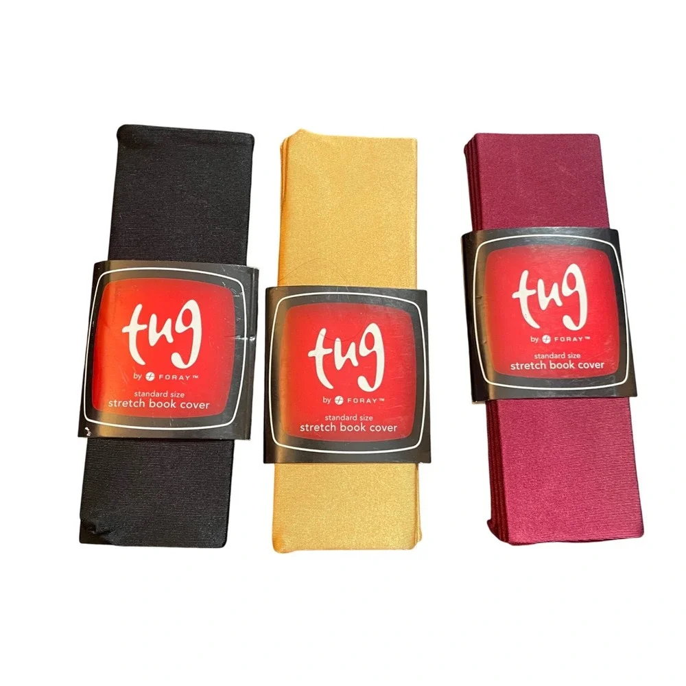 Tug by Foray Stretch Book Covers Standard Size 3 Pack‎ Black Gold Burgundy NEW