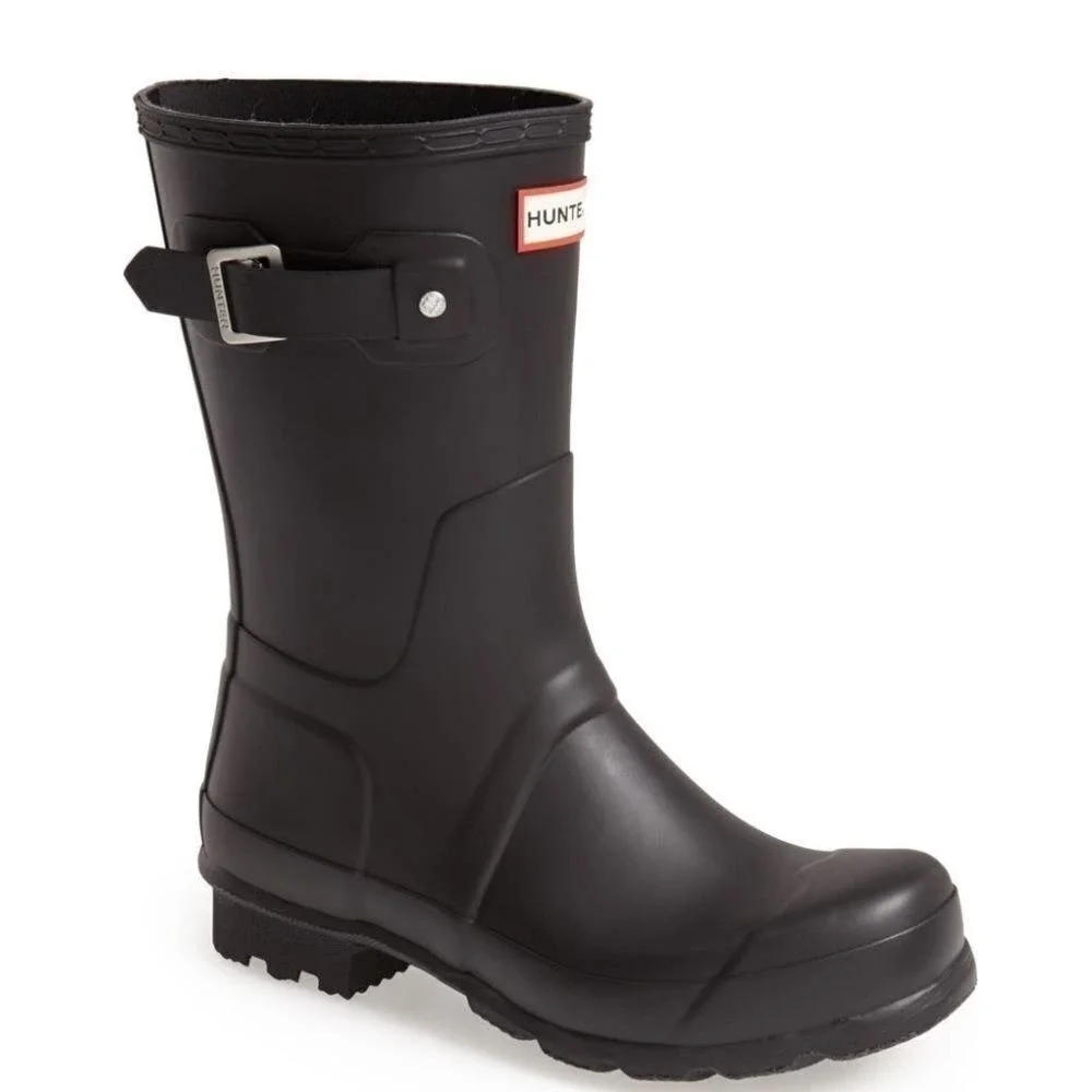 HUNTER Original Short Waterproof Rain Boot, Rubber Black,‎ Size 11, NWT