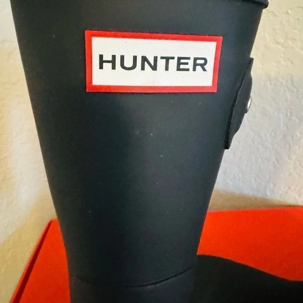 HUNTER Original Short Waterproof Rain Boot, Rubber Black,‎ Size 11, NWT