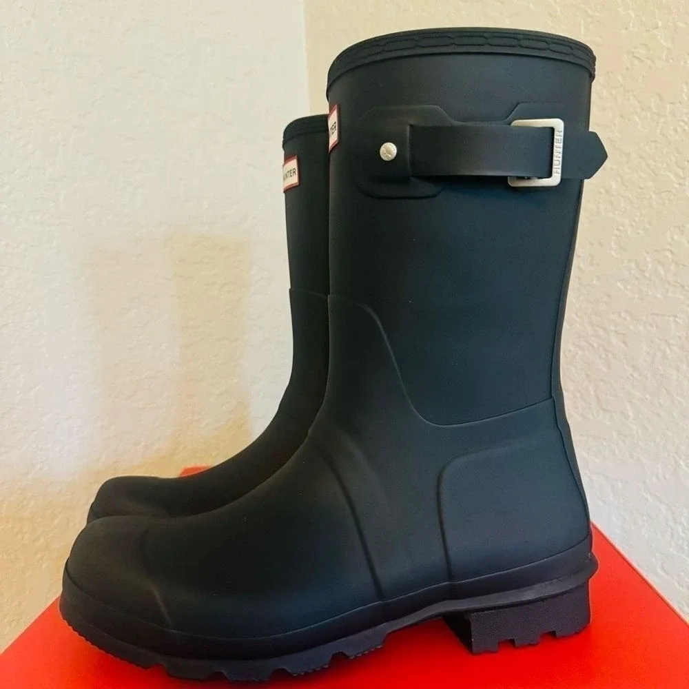 HUNTER Original Short Waterproof Rain Boot, Rubber Black,‎ Size 11, NWT