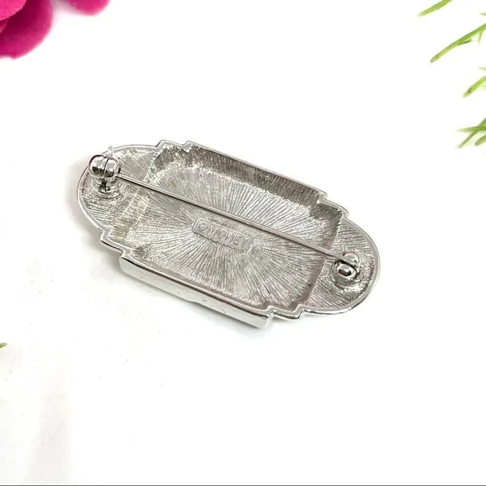 VINTAGE⚜️RARE MONET Checkered Enamel Brooch