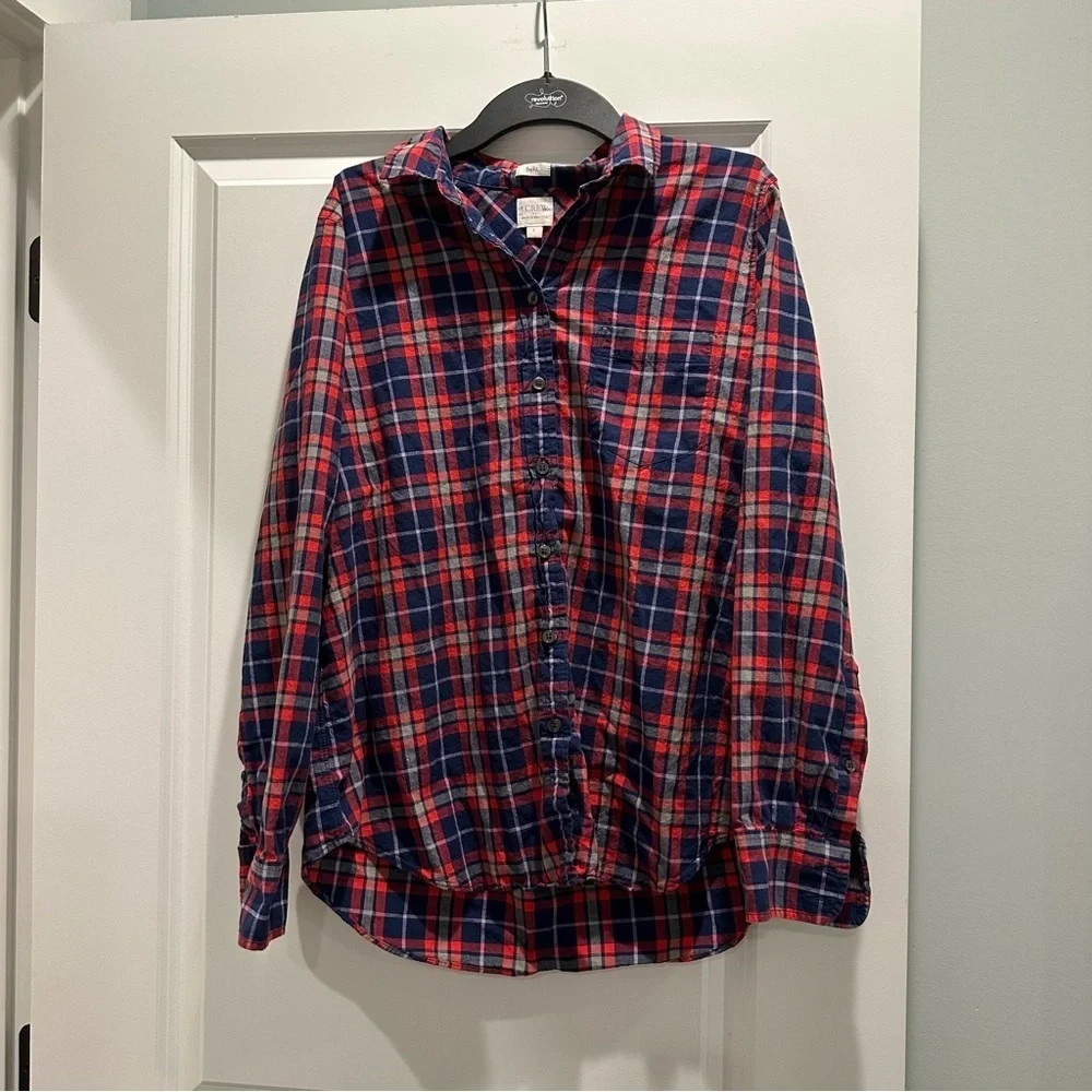 J. Crew Red and Blue Boy Fit Plaid Shirt