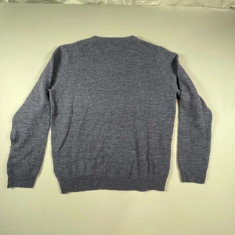 J. Crew Merino Wool Sweater V-Neck Elbow Patch‎ Slim Fit Blue XL