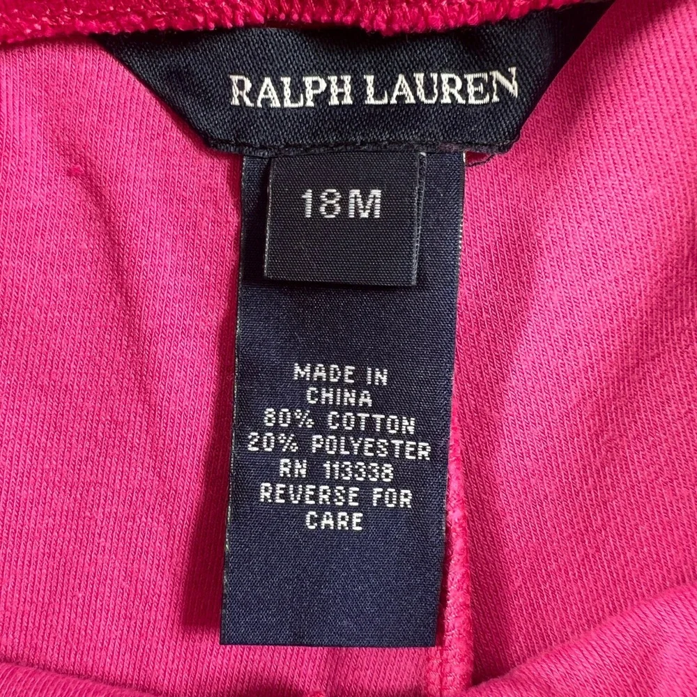 Ralph Lauren Tracksuit Girls 18M Pink Velour Zip Hoodie and Pants Set Vintage