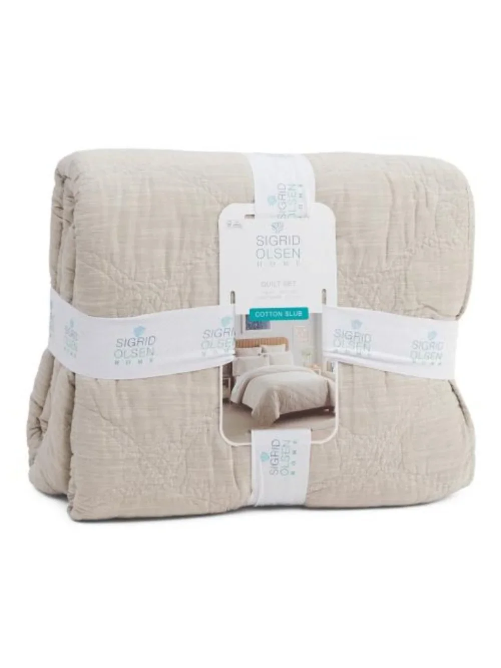 🔥SIGRID OLSEN Cotton Textured Slub Rope Knot Quilt Set