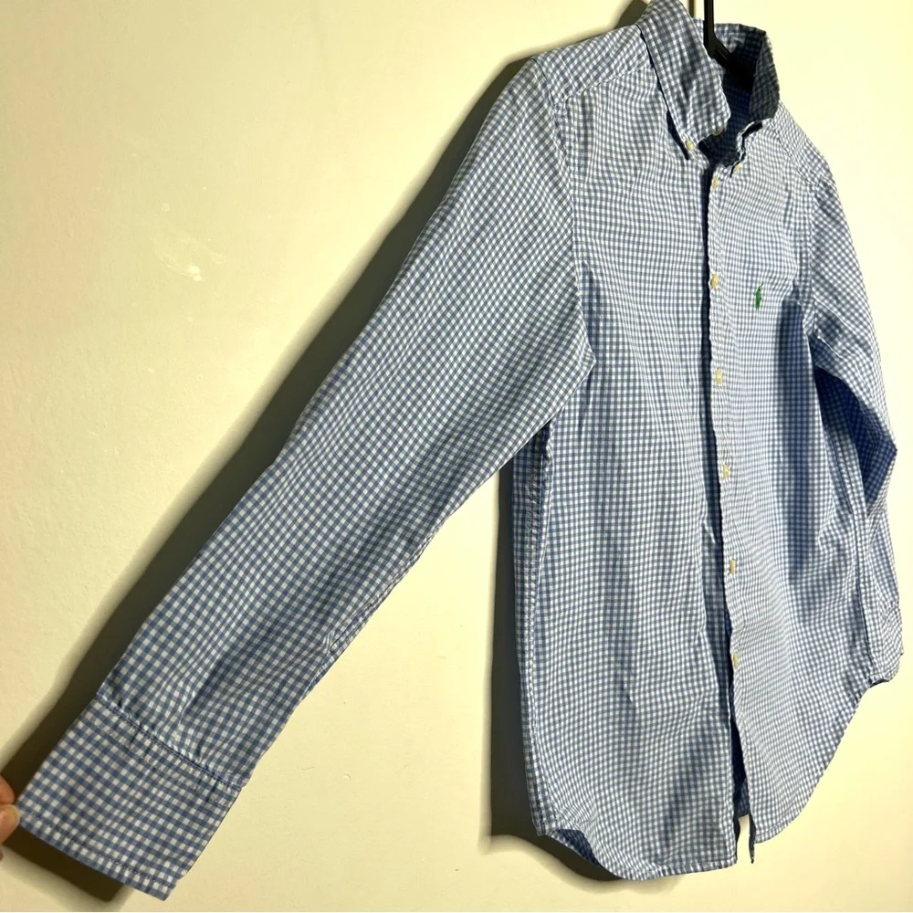 Ralph Lauren Performance Gingham Poplin Button Down Long Sleeve Shirt