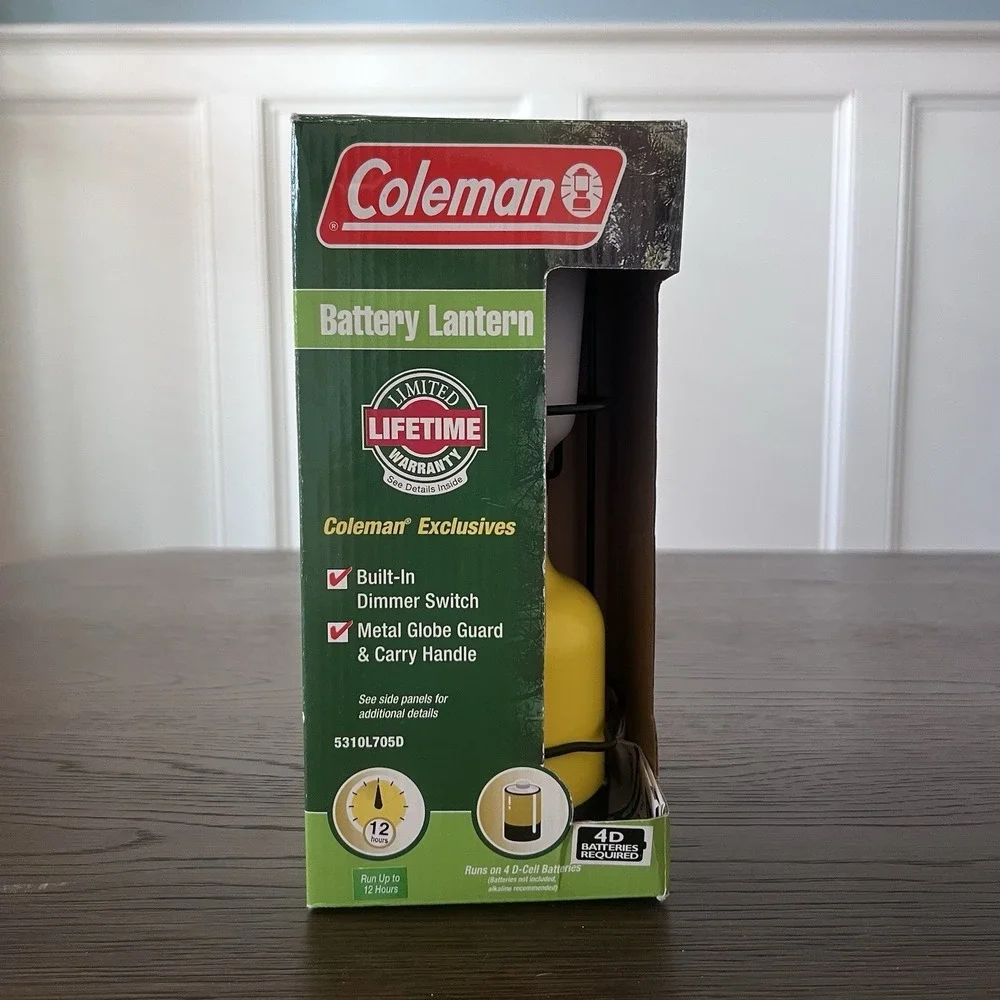 Coleman Personal Size Battery‎ Power Camp Lantern yellow 16 Hours Switch NEW