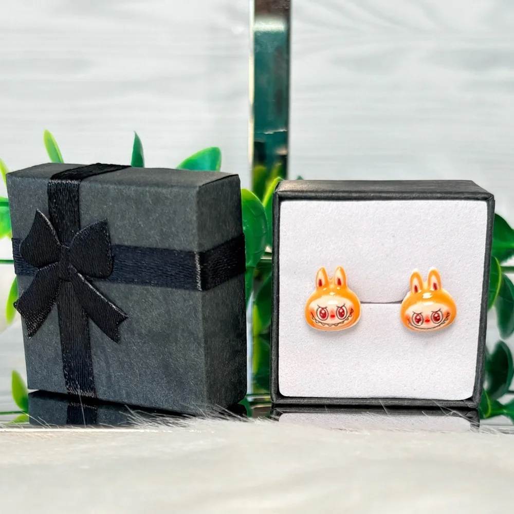 Cute Orange Monster Character‎ Stud Earrings