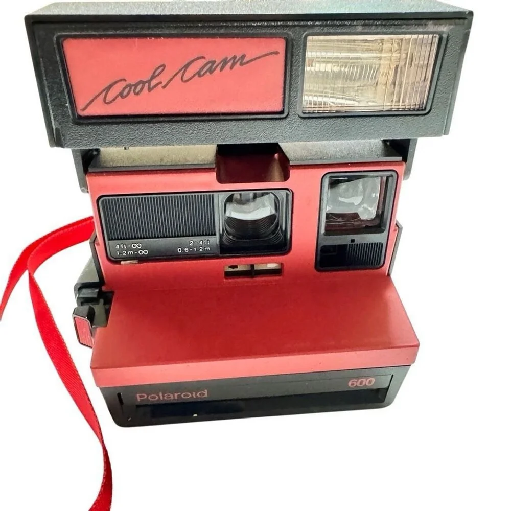 Polaroid Cool Cam 600 Instant Camera RED w/ Strap Vintage! Untested