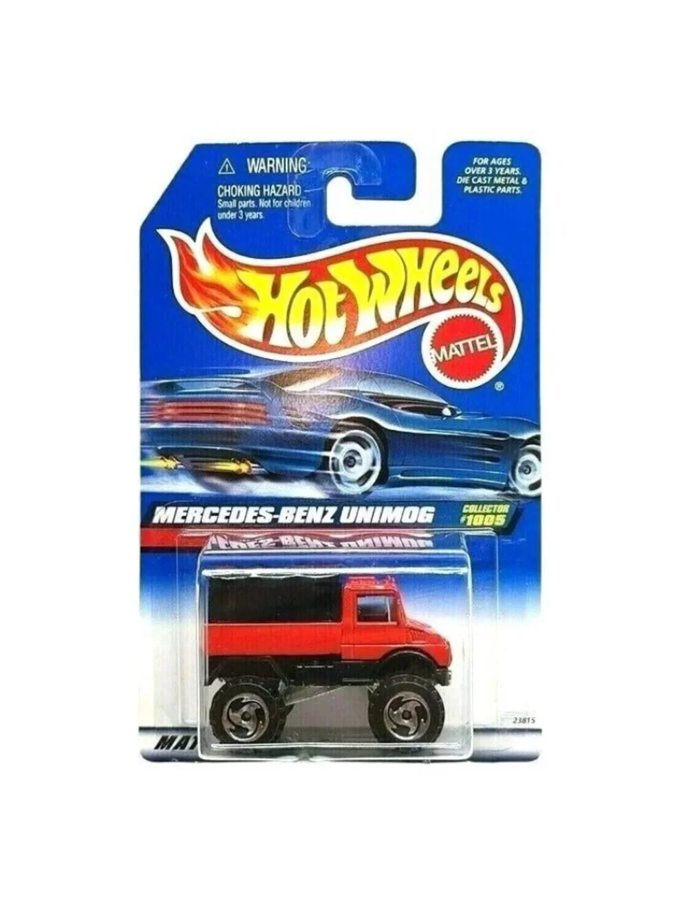 Vintage Die Cast Hot Wheels 1998 MERCEDES-BENZ UNIMOG 1005 Red/Black w/Chrome SB