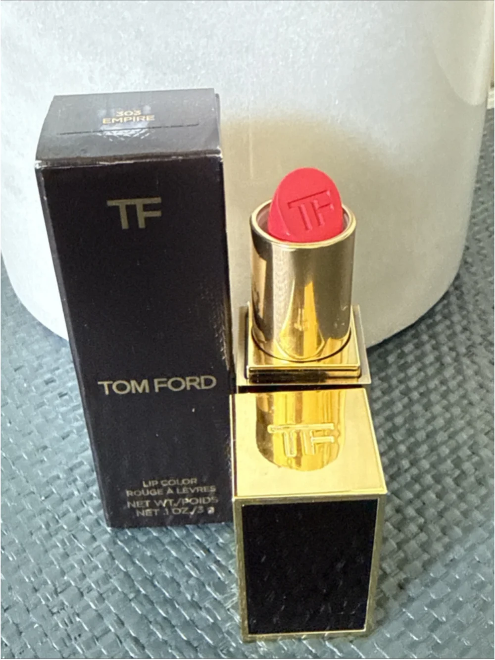 Tom Ford Lip Color 303 EMPIRE Lipstick Full Size 0.10 oz. NIB Lux Deep Red Color