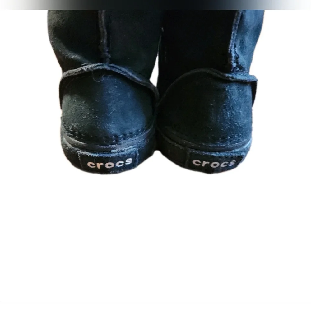 Crocs Black Buckle Boots Zip‎ Up Little Kids Girls Size C10 Winter Preppy