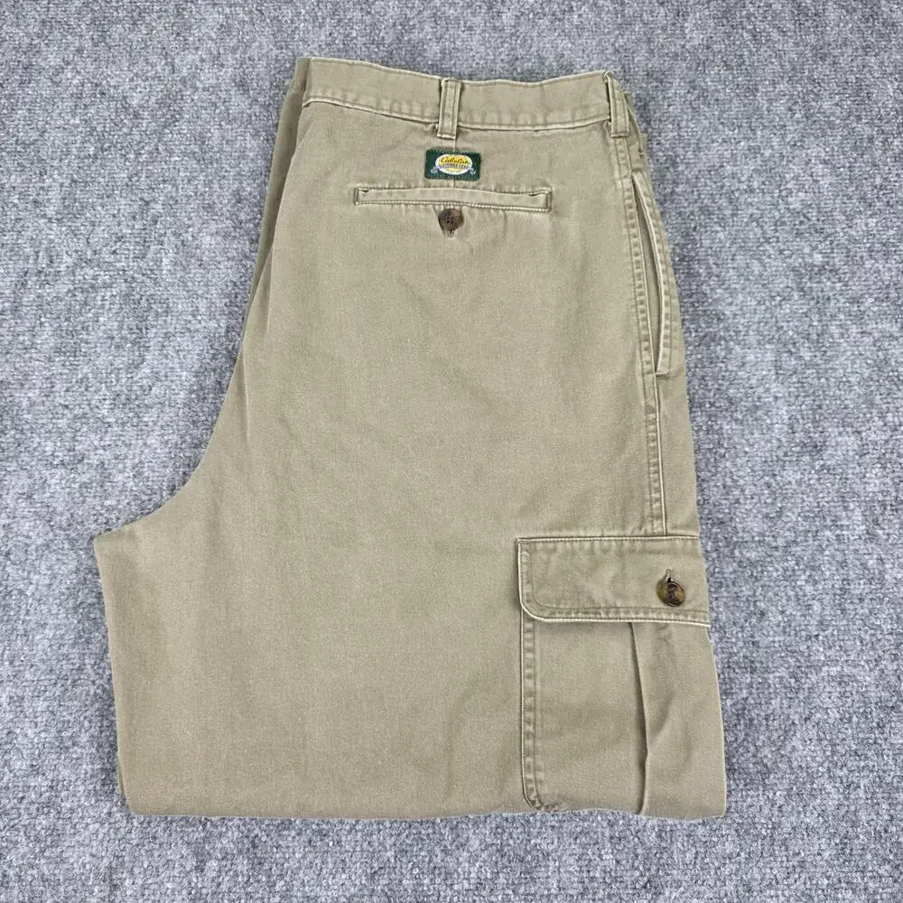 Cabelas Pants Mens 40 Beige Cargo Relaxed Fit Outdoor Casual Utility Workwear