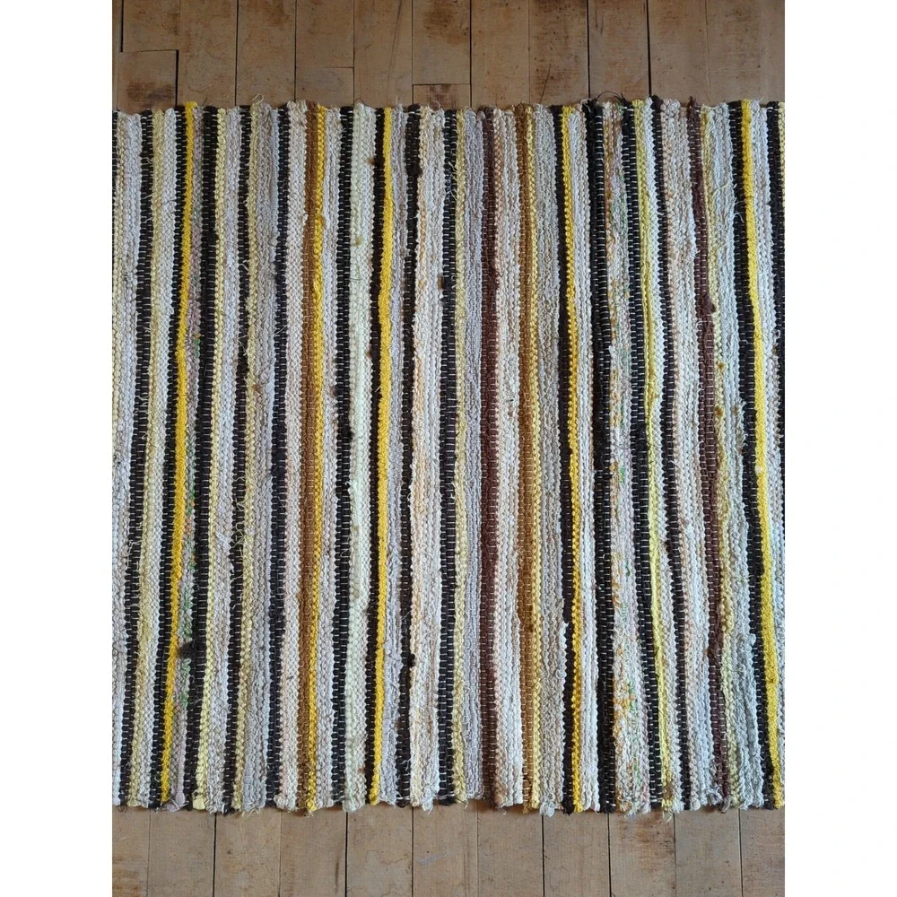 Antique Imported Swedish Hand Made Rag Rug Runner (26‎ x 188