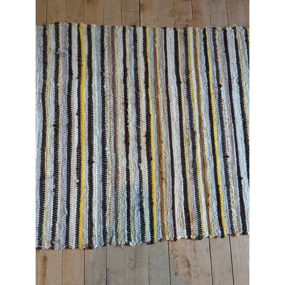 Antique Imported Swedish Hand Made Rag Rug Runner (26‎ x 188