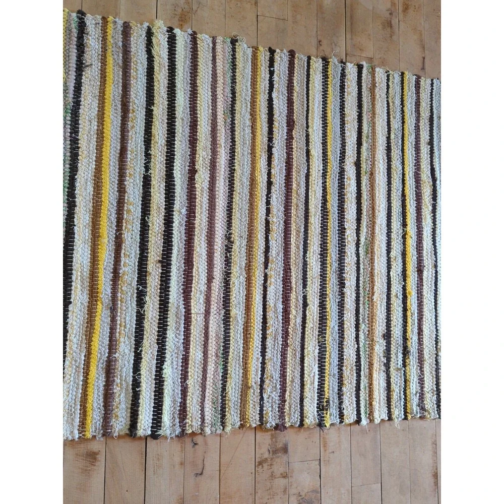 Antique Imported Swedish Hand Made Rag Rug Runner (26‎ x 188