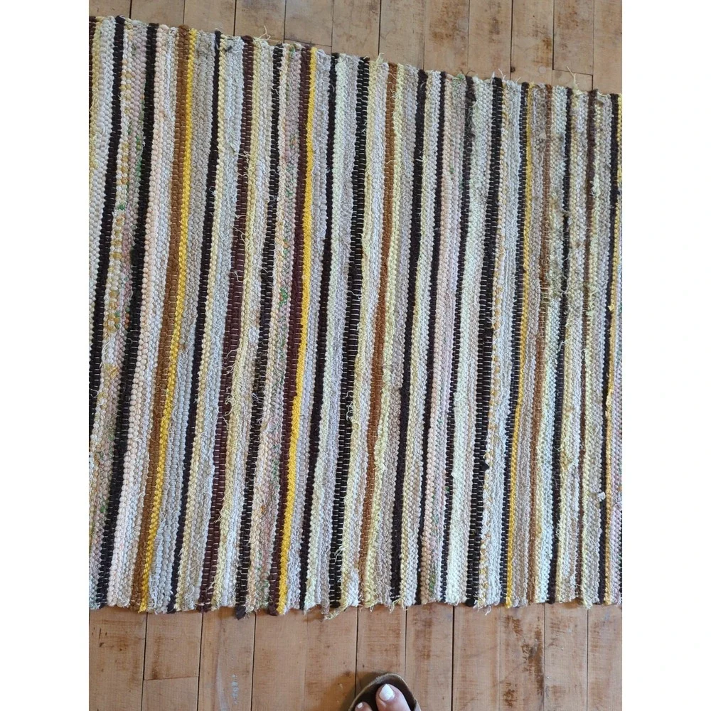 Antique Imported Swedish Hand Made Rag Rug Runner (26‎ x 188