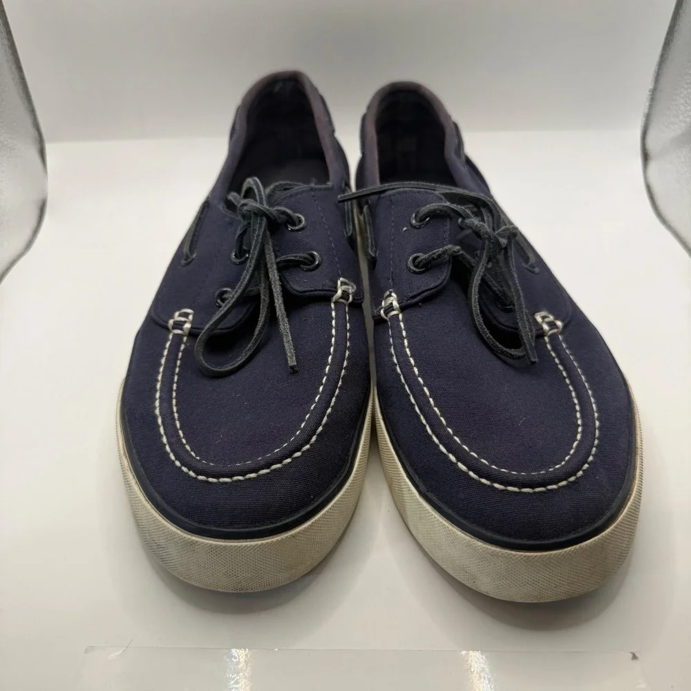 Polo Ralph‎ Lauren Sander P Mens Navy Blue Canvas Boat Shoe Deck Sneaker 10D