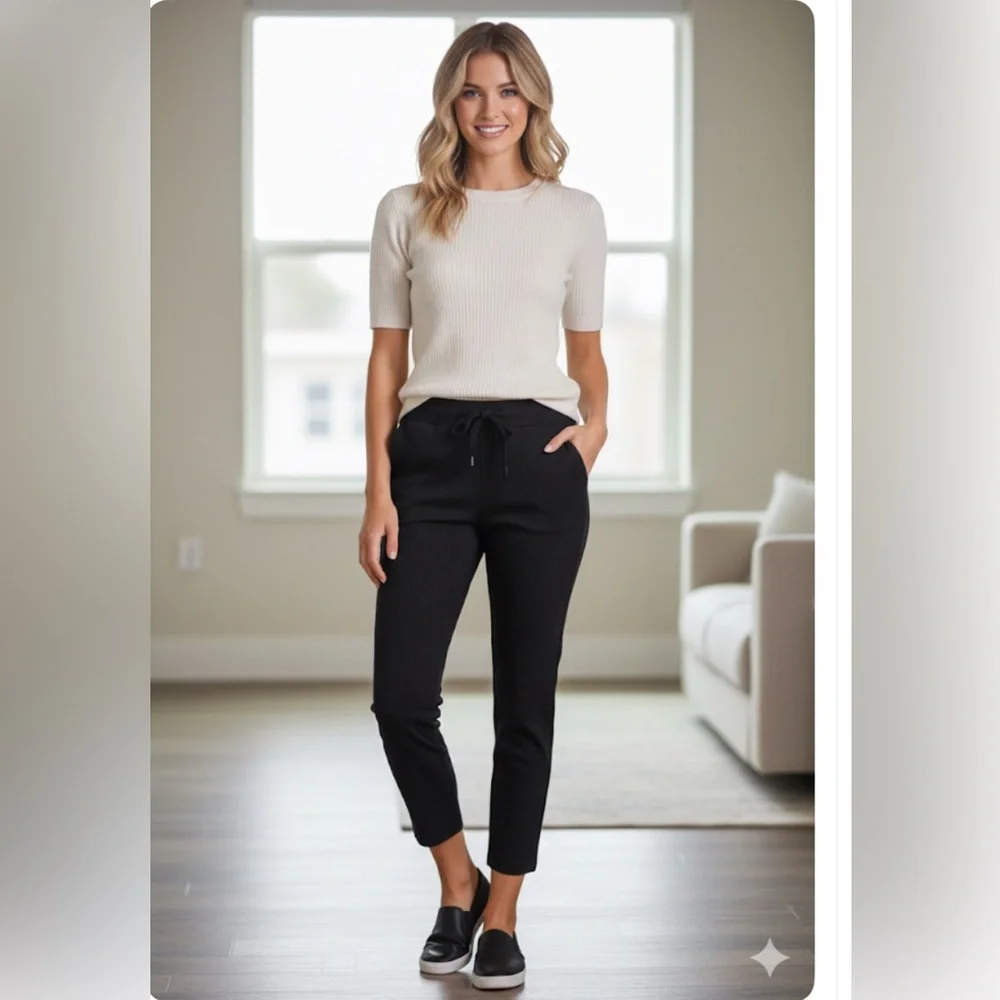 NWT Chico's ZENERGY black neema crop snaps Polished Cotton‎ ankle pants size 16