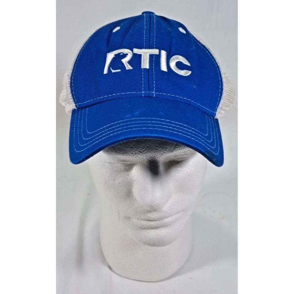 RTIC Outdoors‎ Trucker Hat Blue White Embroidered Logo Mesh Snapback Cap OS