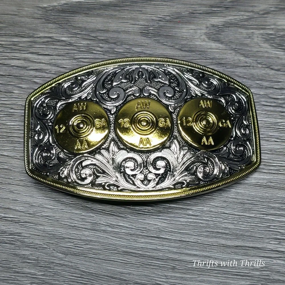 Rare Stainless Steel Belt Buckle - 12 Gauge Shells - Western AW 12GA AA - Nice