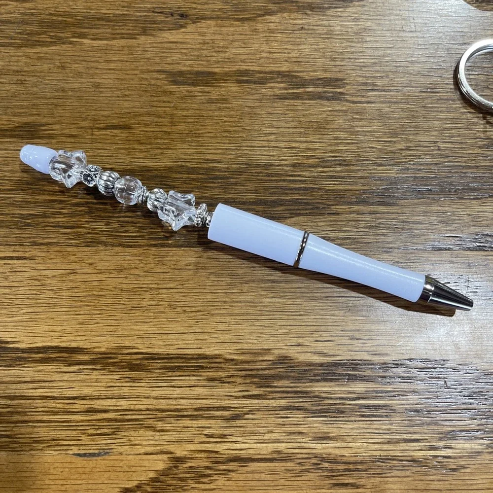 Decorated Multi Color Ink Pen + Refill & Matching‎ Key Chain Beaded Handmade NEW