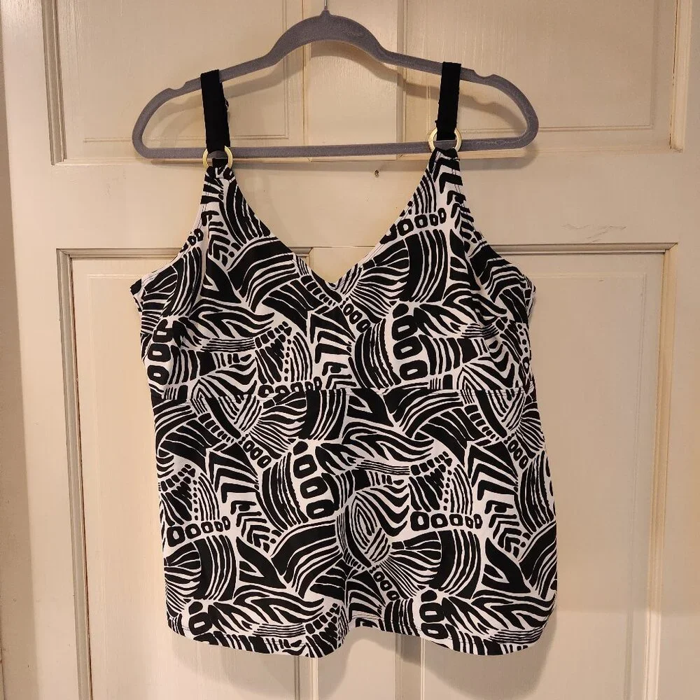 Christina Tankini Top Black & White‎ 3X