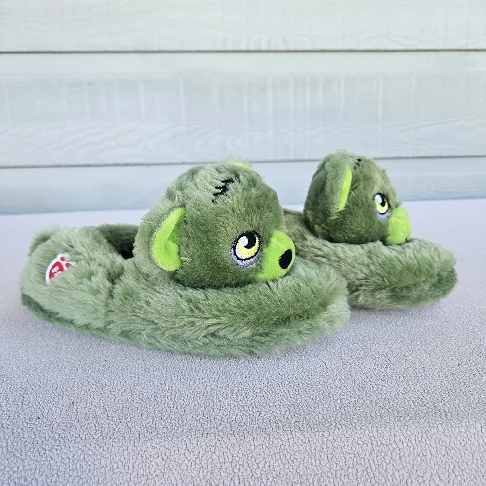 Build A Bear Halloween Zombie Bear House Slippers Shoes Youth SZ 1 2 Green