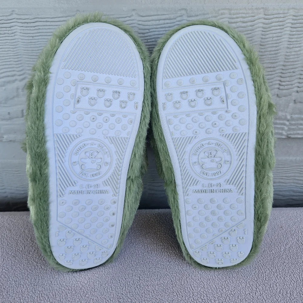 Build A Bear Halloween Zombie Bear House Slippers Shoes Youth SZ 1 2 Green