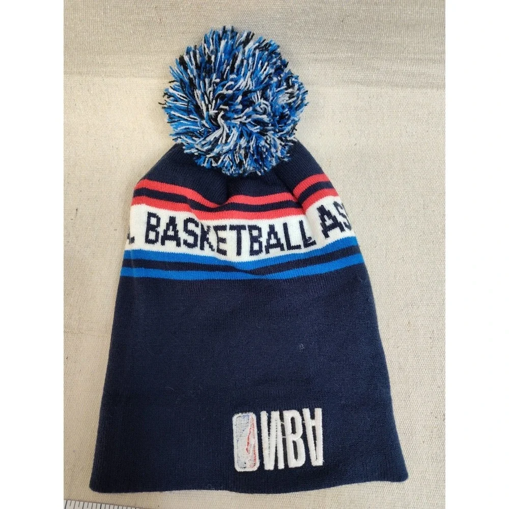 NBA National Basketball Association Kids Knit Beanie Pom Pom Hat Navy Blue‎ OSFM