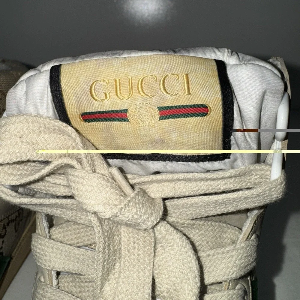 Gucci Screener High Top Sneakers GG Men's 7.5 (US 8.5) Original Box Monogram NWT
