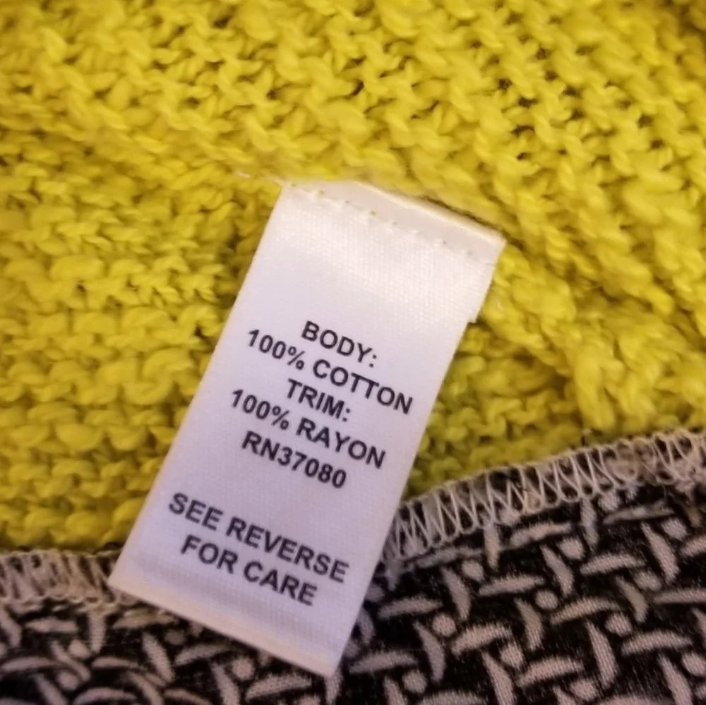 Cato Layered Look Chartreuse Yellow Sweater Black/Green/white Minidress S