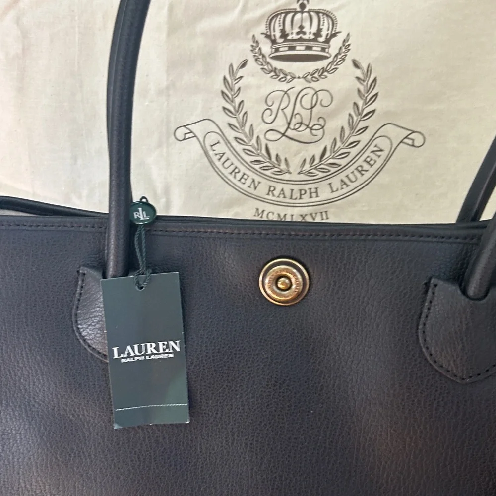 Ralph Lauren Millbrook Leather Bag Shoulder Bag Black Leather Large NEW