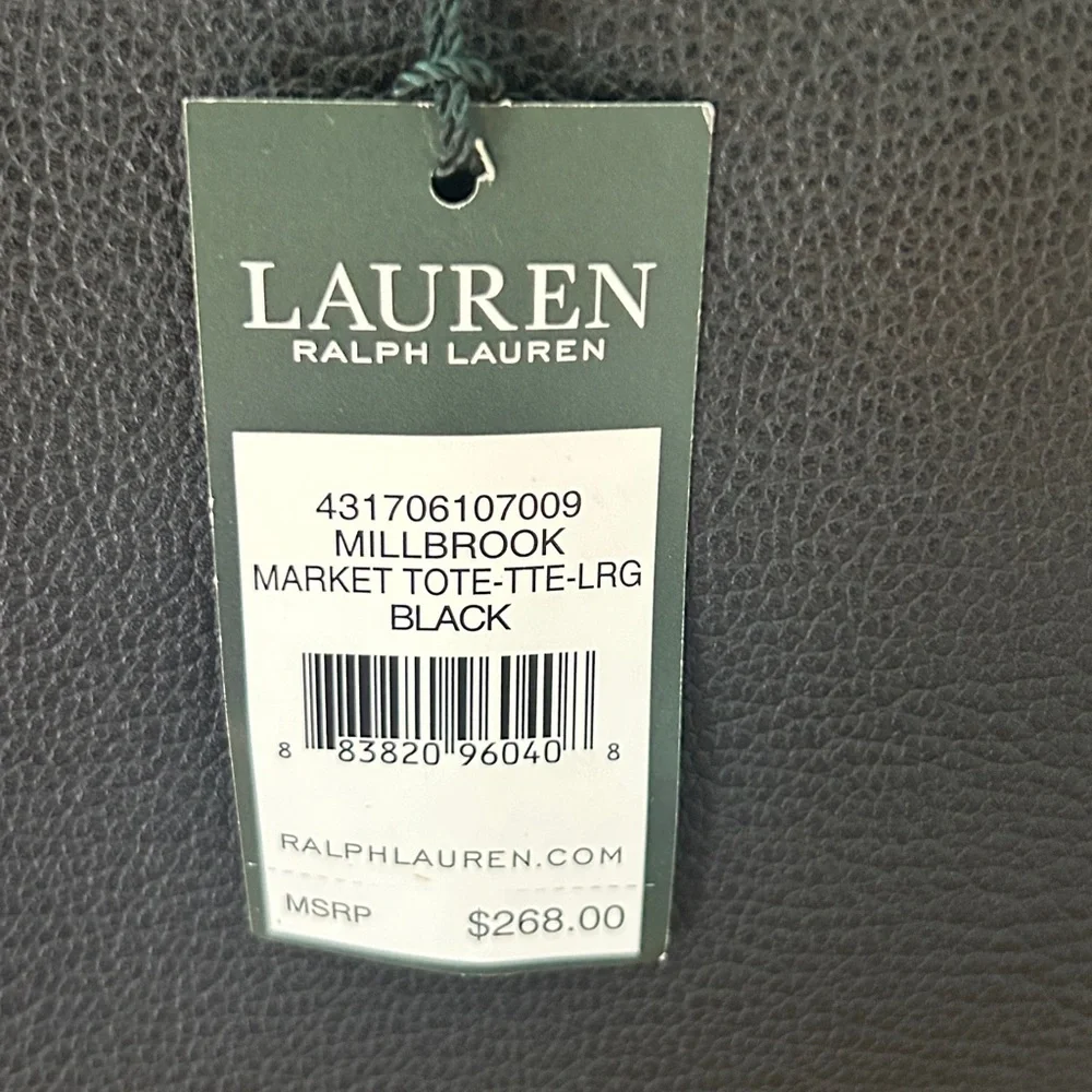 Ralph Lauren Millbrook Leather Bag Shoulder Bag Black Leather Large NEW