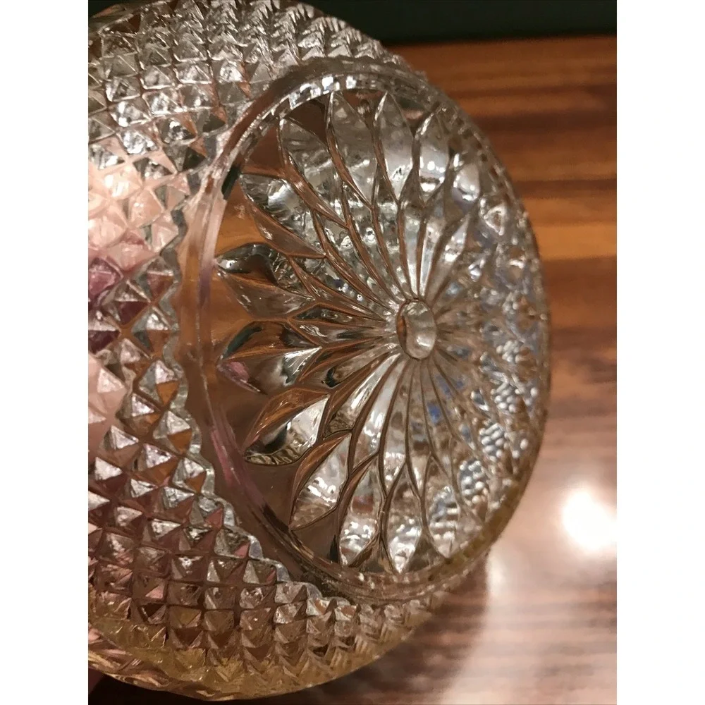 MCM pressed glass 4 1/2 bowl with‎ stainless trim